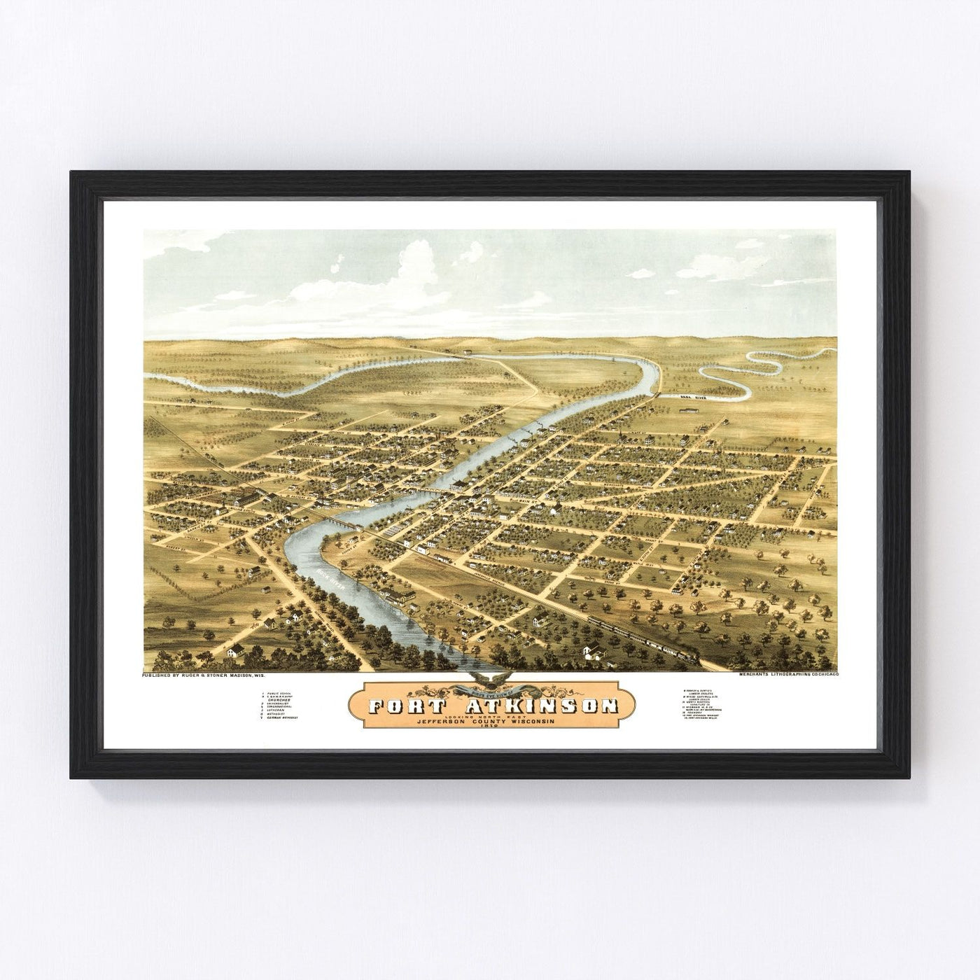 Fort Atkinson Vintage Map 1870