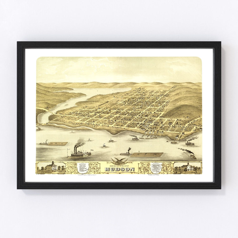 Hudson Vintage Map 1870