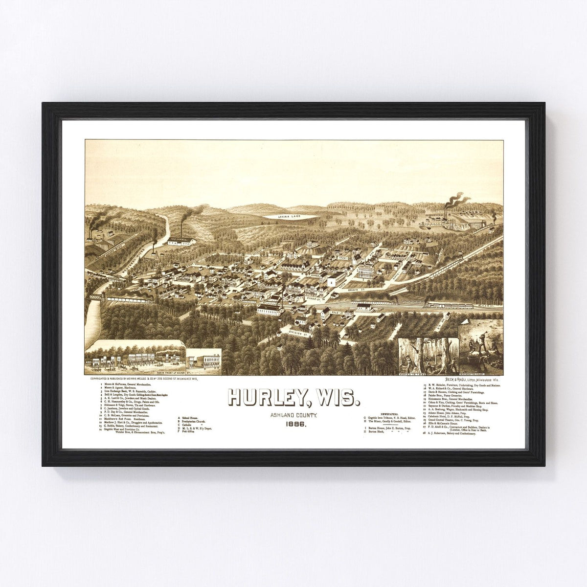 Hurley Vintage Map 1886