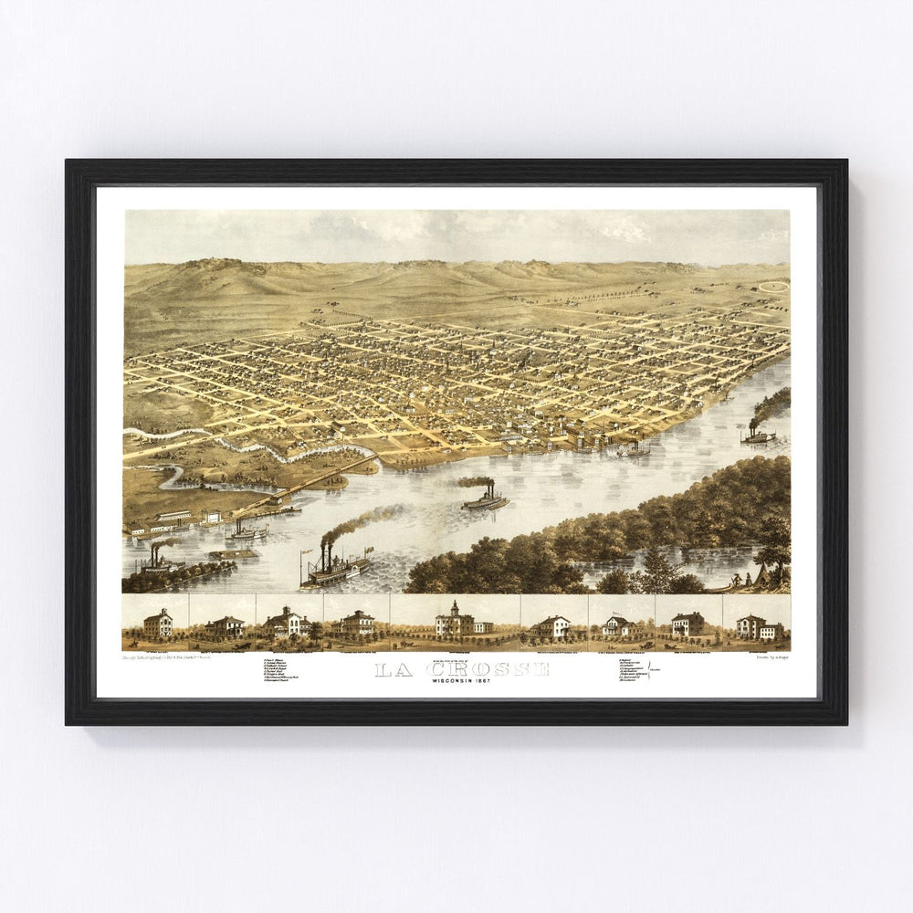 La Crosse Vintage Map 1867