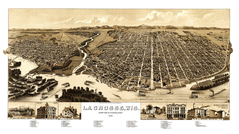 Size comparison using Vintage Map of La Crosse, Wisconsin 1887
