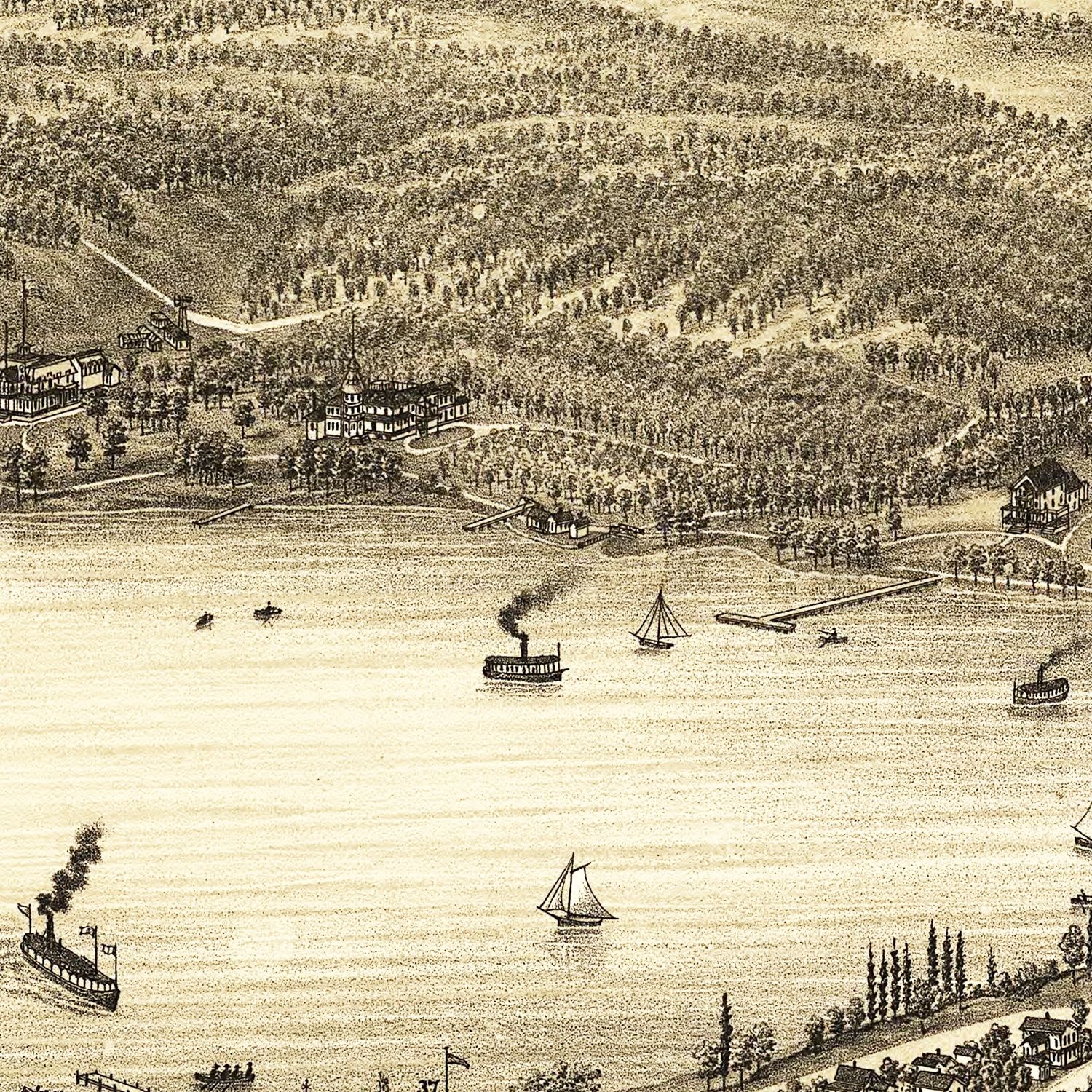 Restored historic details from the 1882 city map of Lake Geneva, Wisconsin