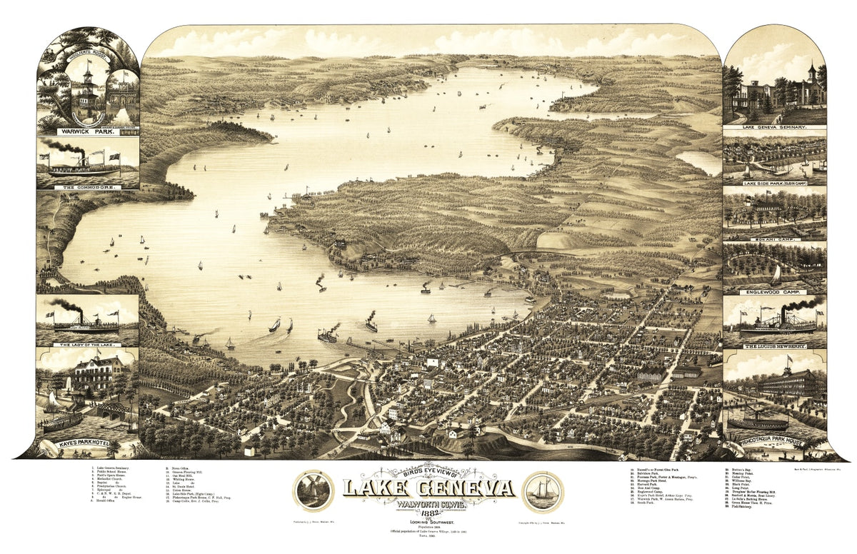 Preview of Vintage Map of Lake Geneva, Wisconsin 1882