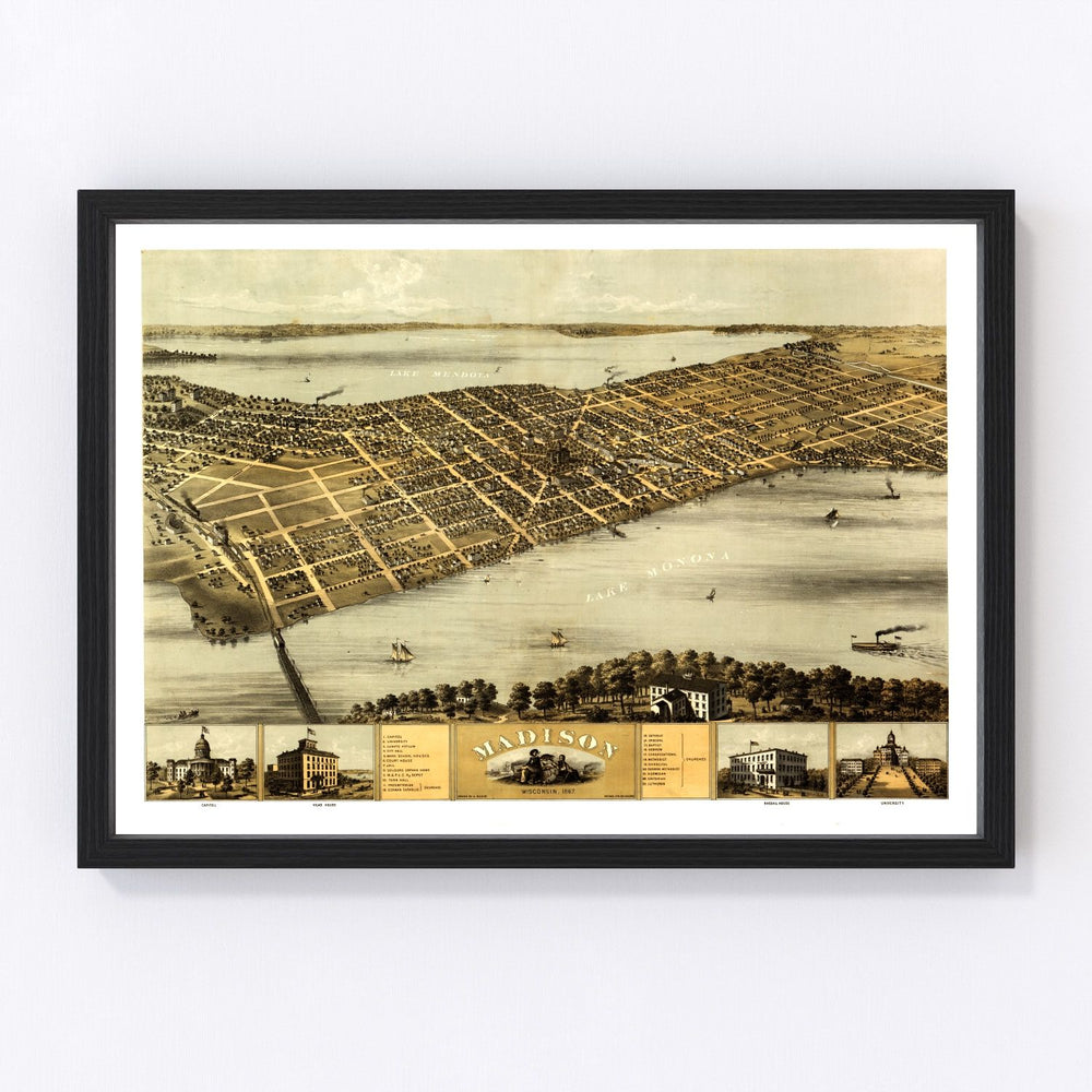 Madison Vintage Map 1867