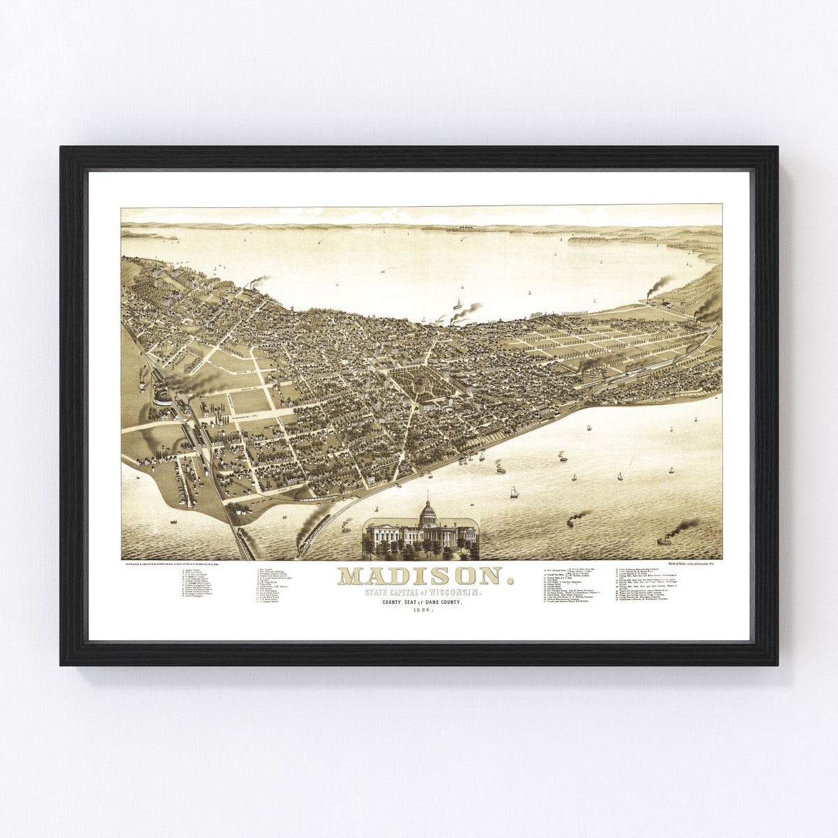 Madison Vintage Map 1885