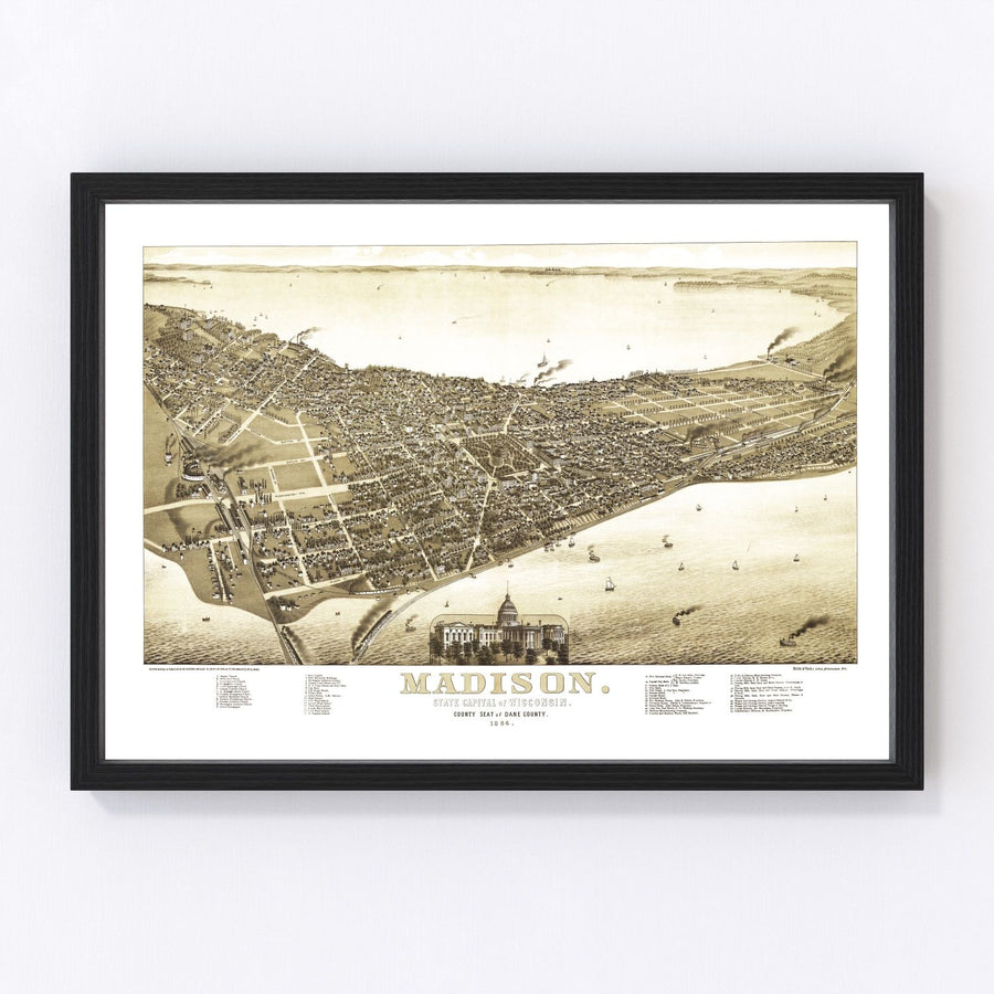 Madison Vintage Map 1885
