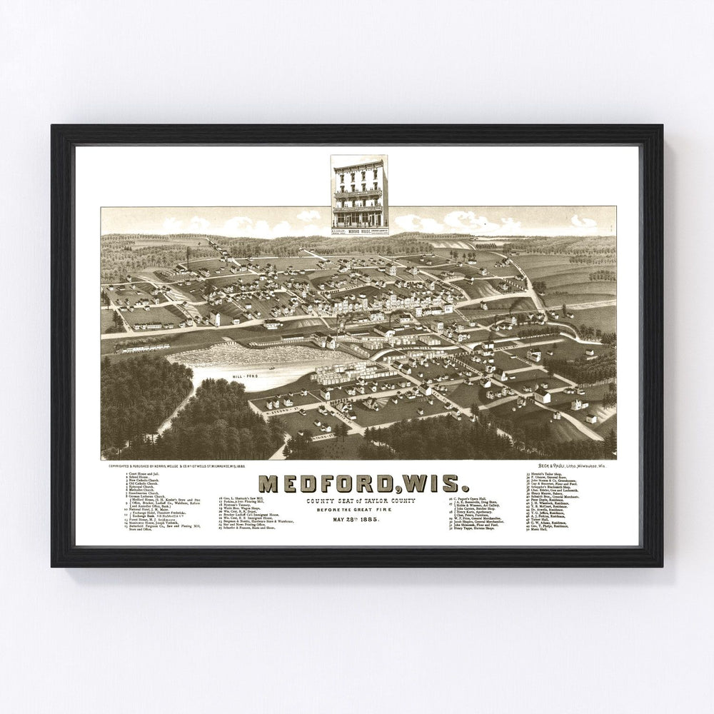 Medford Vintage Map 1885