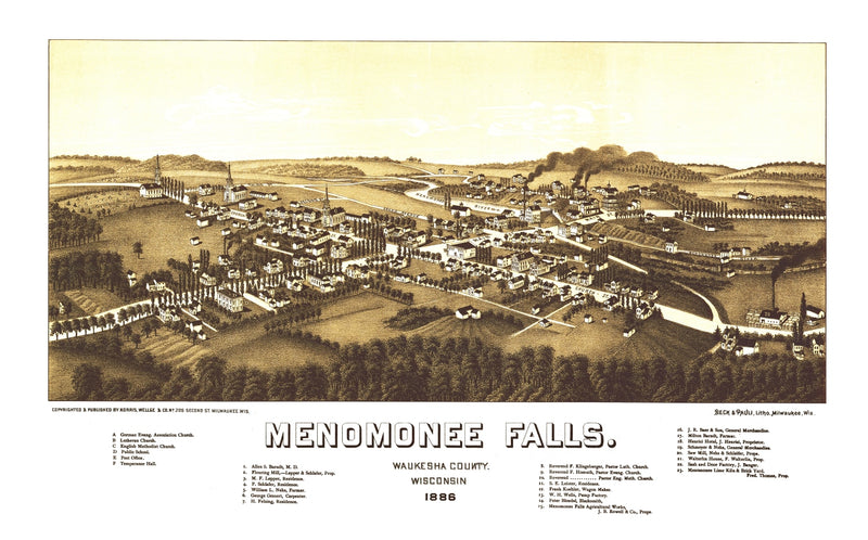 Size comparison using Vintage Map of Menomonee Falls, Wisconsin 1886