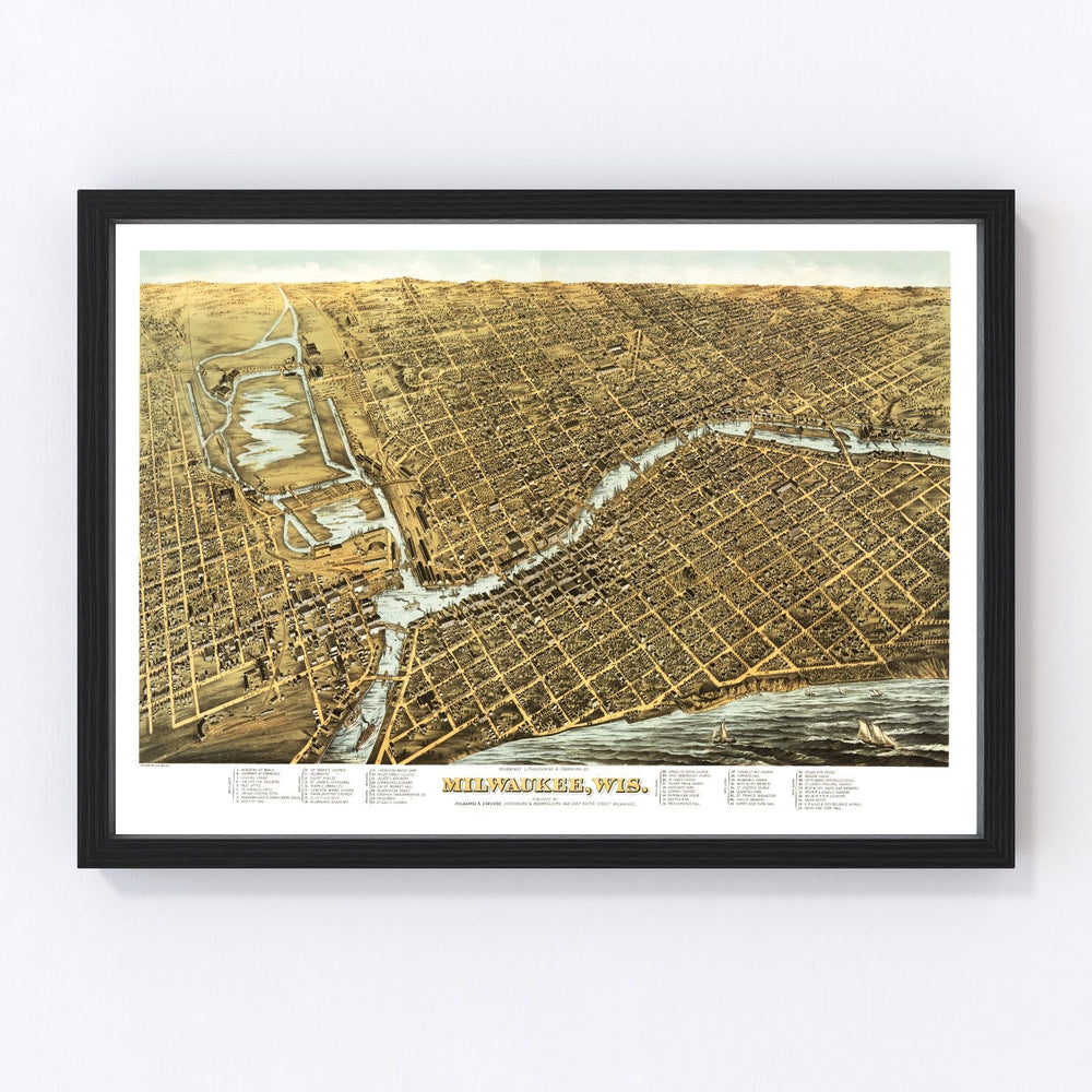 Milwaukee Vintage Map 1872