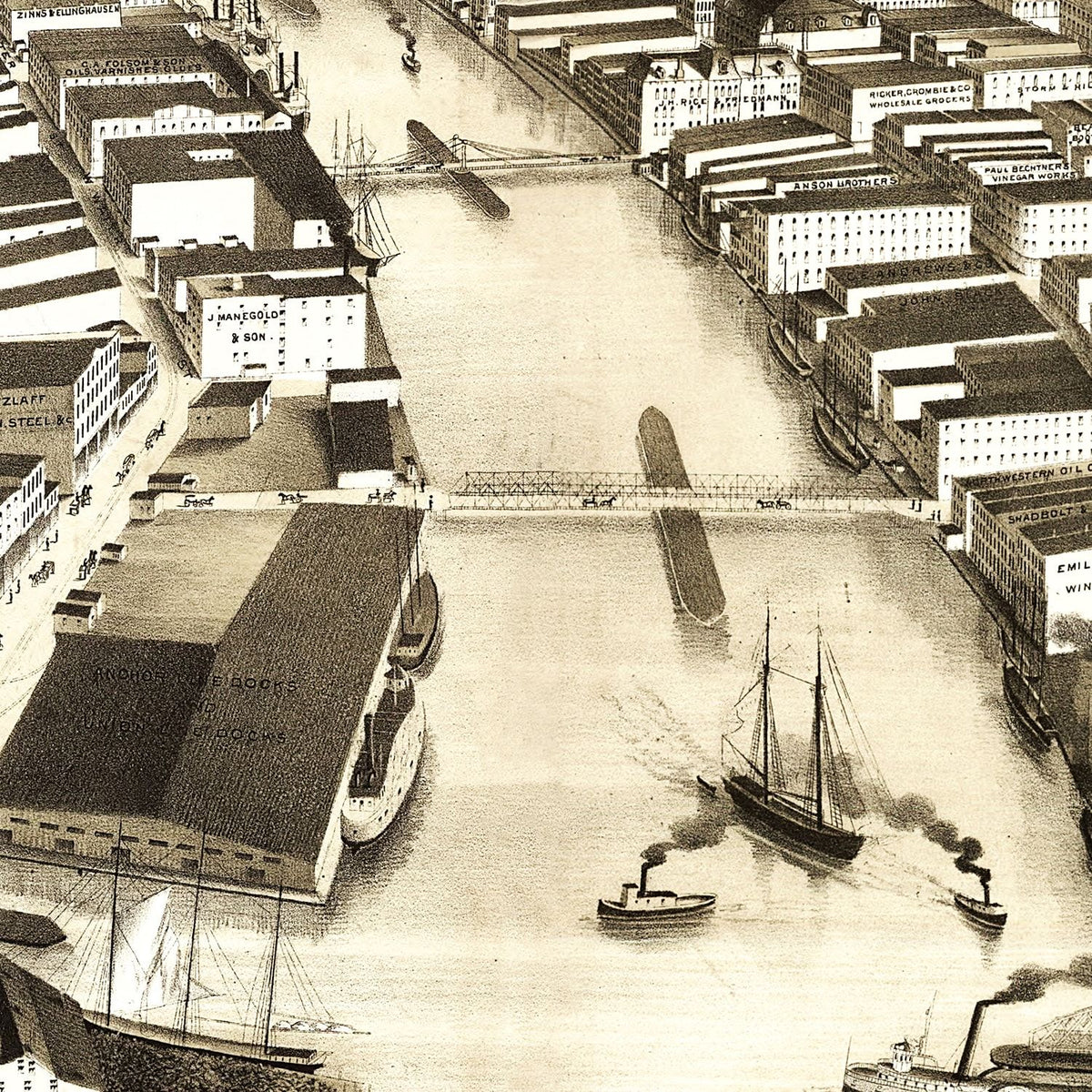Restored historic details from the 1879 city map of MIlwaukee, Wisconsin