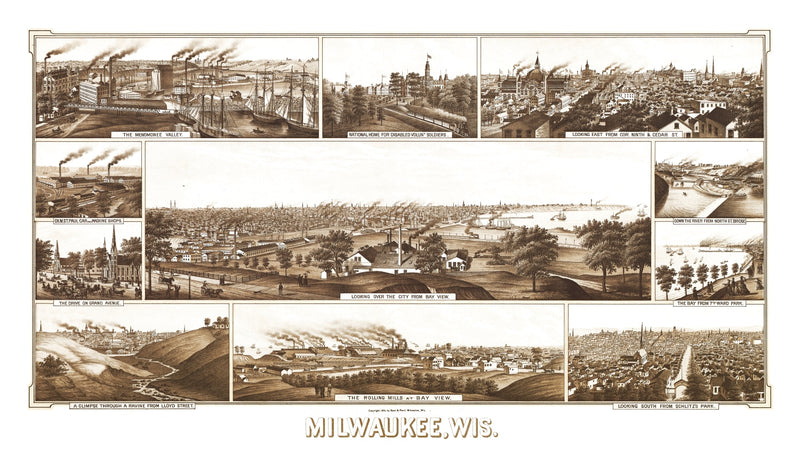 Size comparison using Vintage Map of Milwaukee, Wisconsin 1882