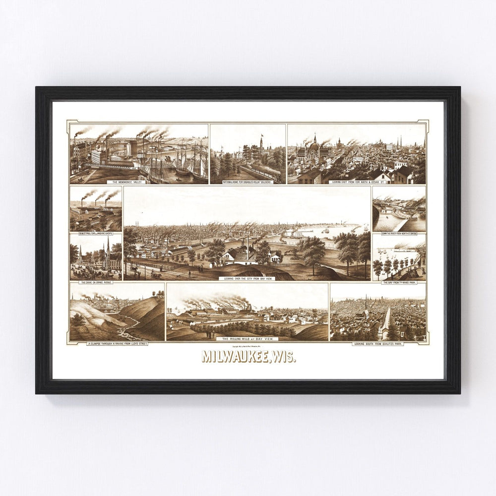 Milwaukee Vintage Map 1882