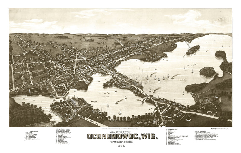 Size comparison using Vintage Map of Oconomowoc, Wisconsin 1885