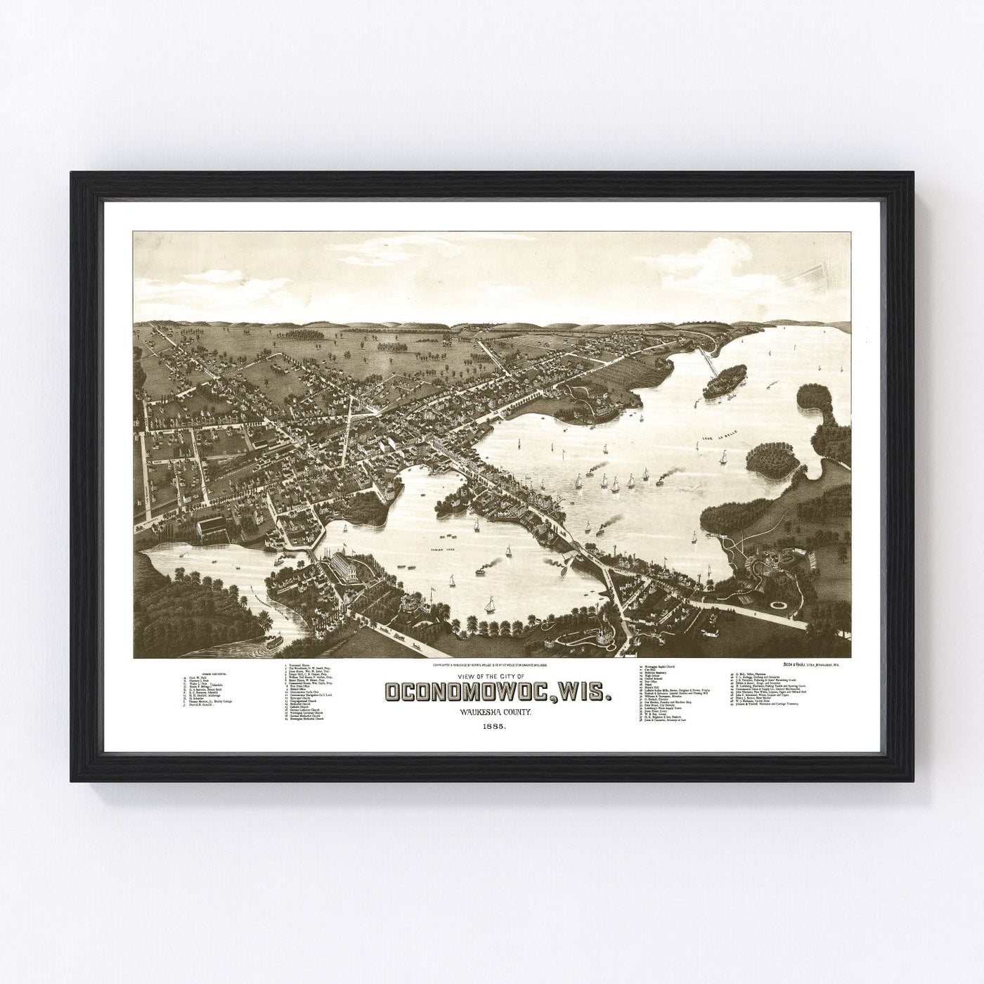 Oconomowoc Vintage Map 1885