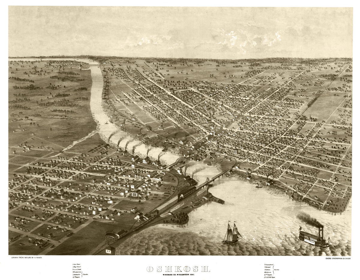 Preview of Vintage Map of Oshkosh, Wisconsin 1867