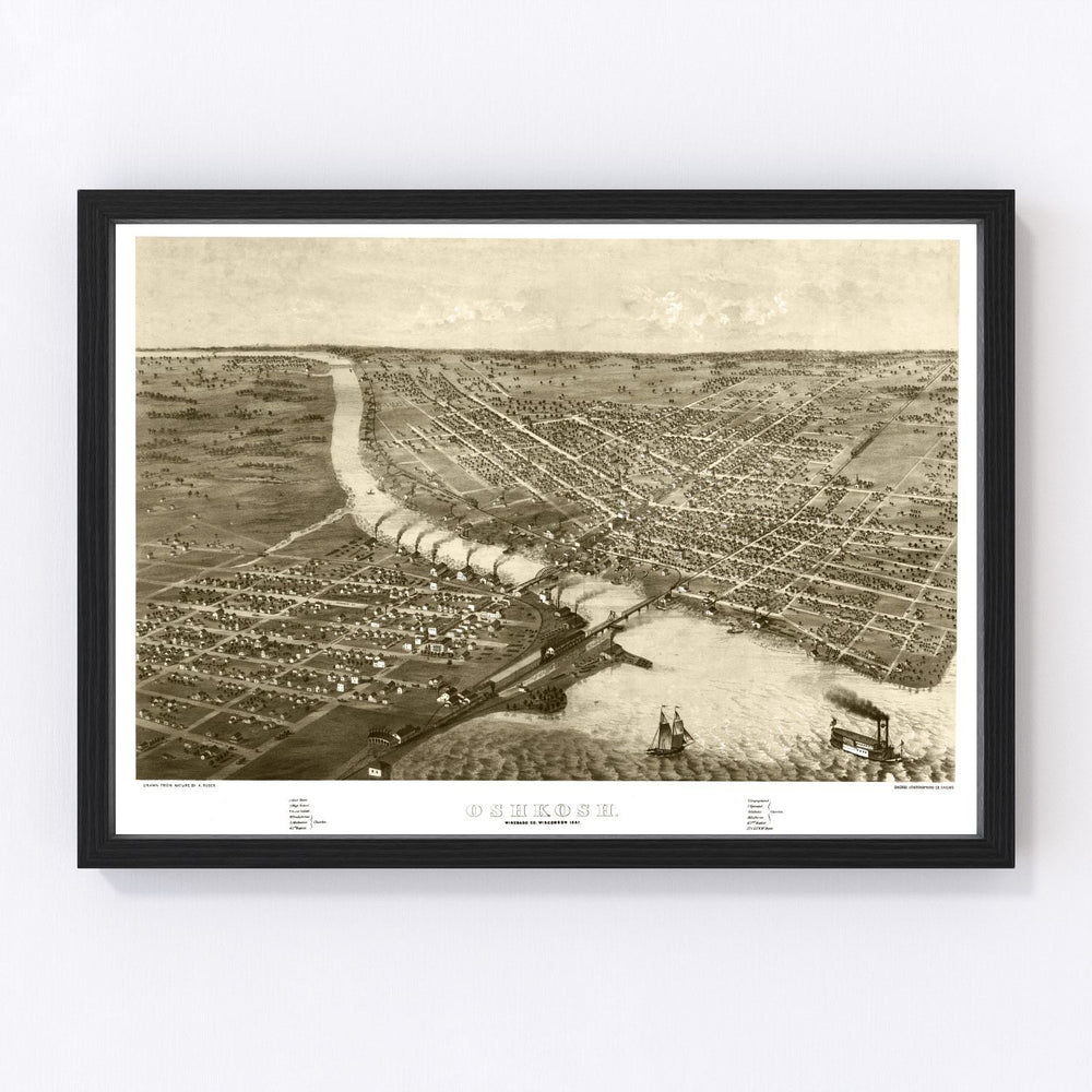 Oshkosh Vintage Map 1867
