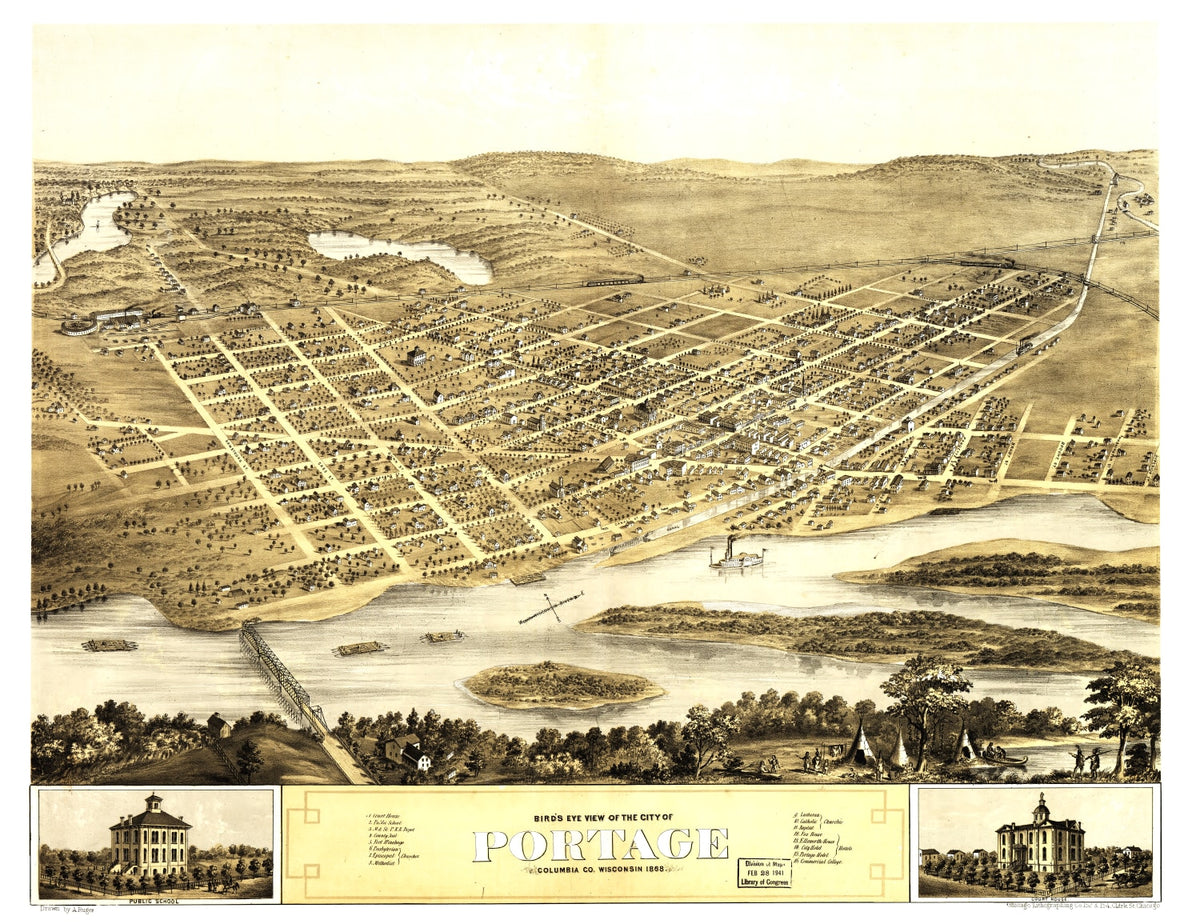 Preview of Vintage Map of Portage, Wisconsin 1868