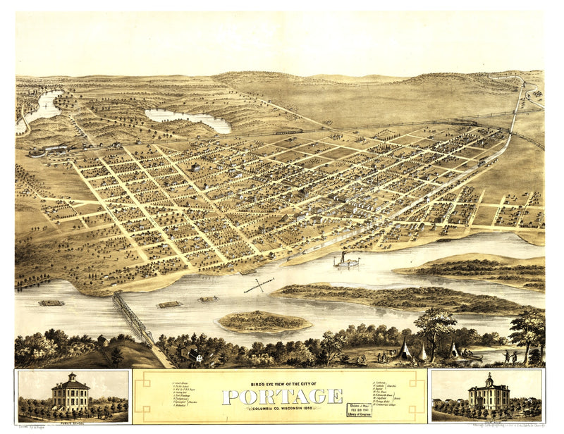 Size comparison using Vintage Map of Portage, Wisconsin 1868