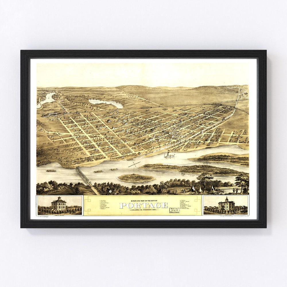 Portage Vintage Map 1868