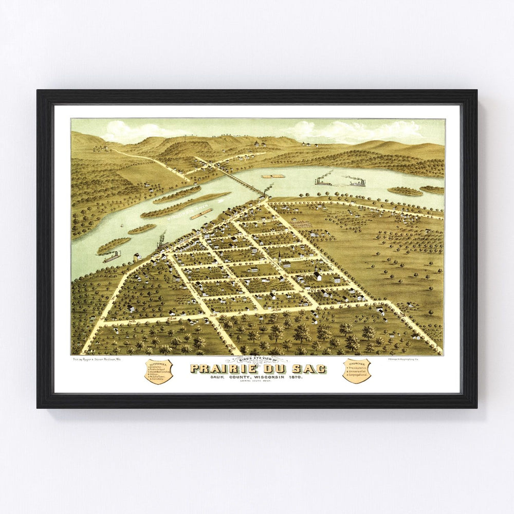 Prairie du Sac Vintage Map 1870
