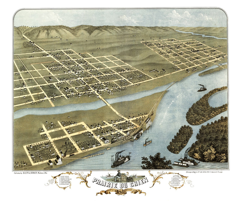 Size comparison using Vintage Map of Prairie du Chien, Wisconsin 1870