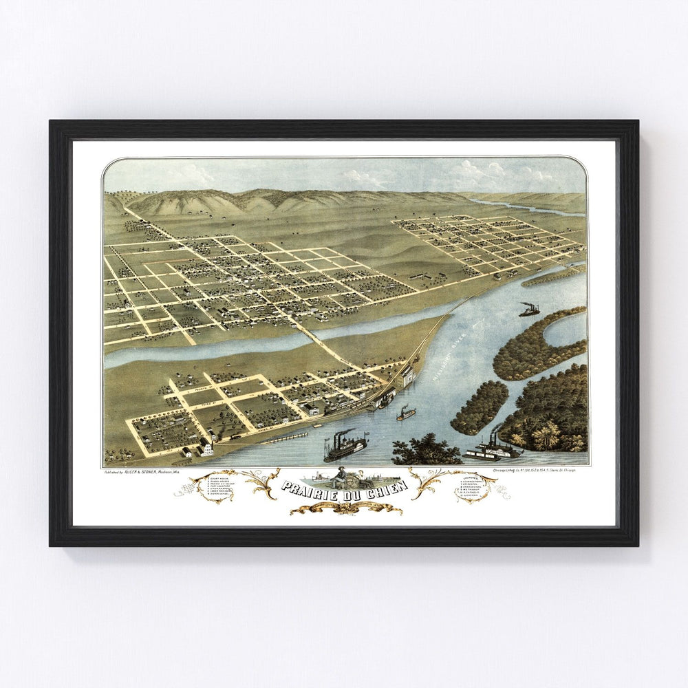 Prairie du Chien Vintage Map 1870