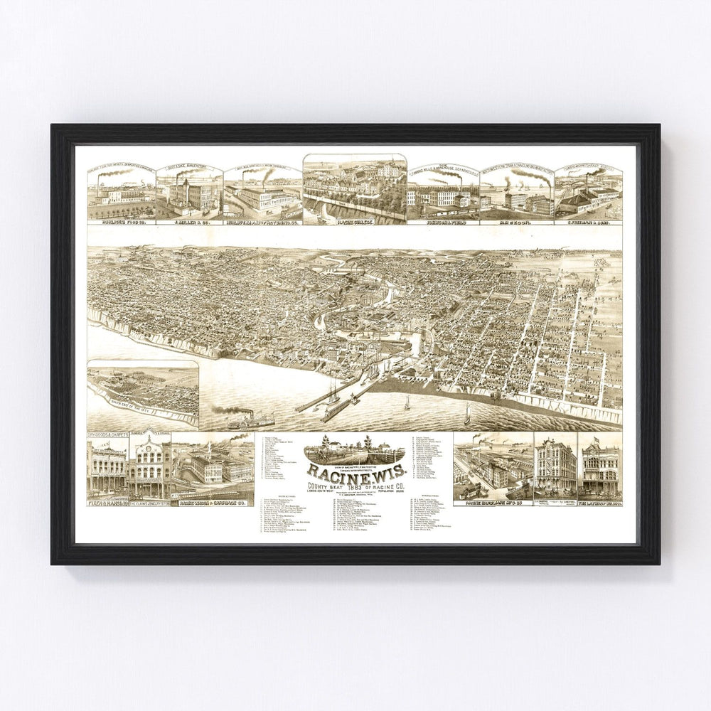 Racine Vintage Map 1883