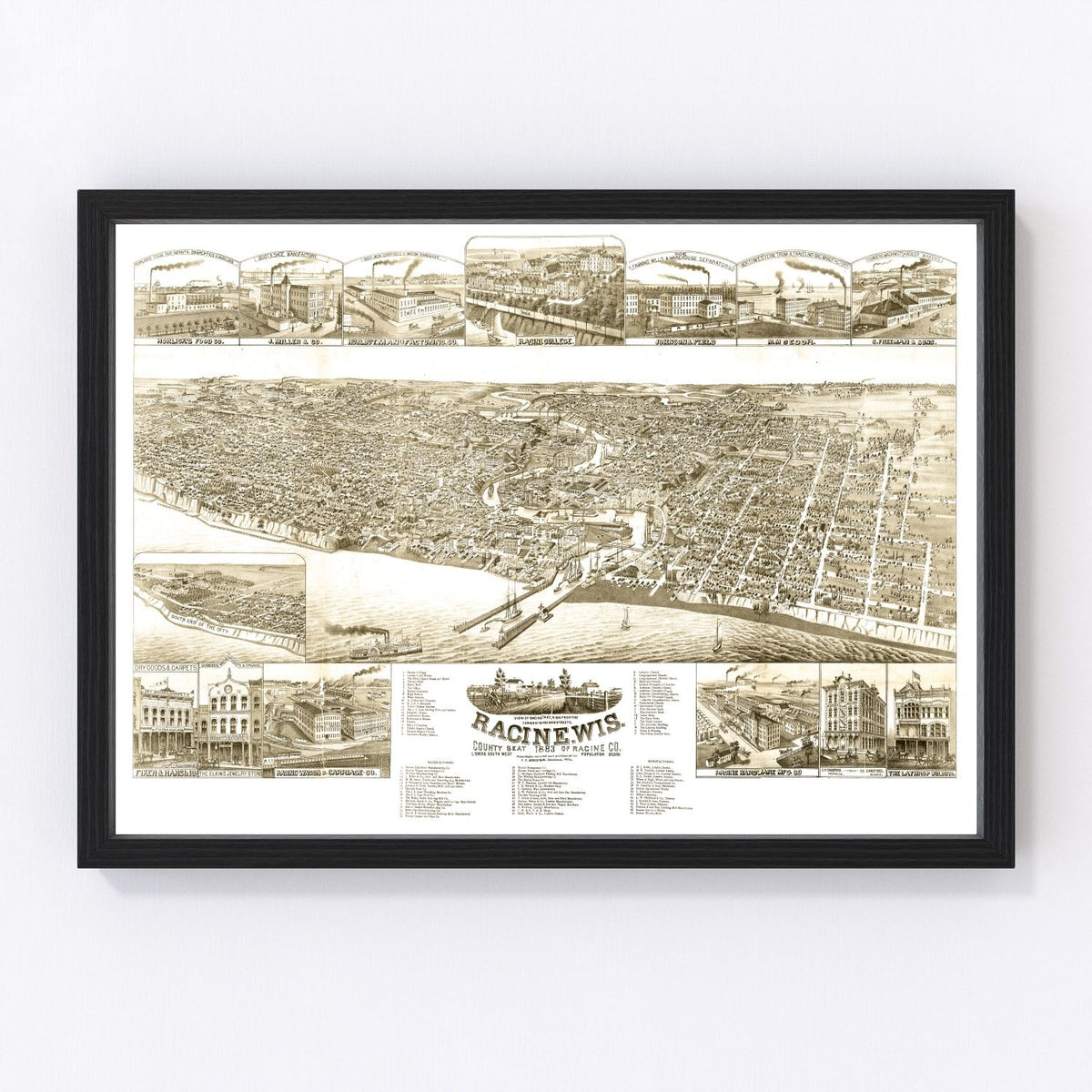 Racine Vintage Map 1883