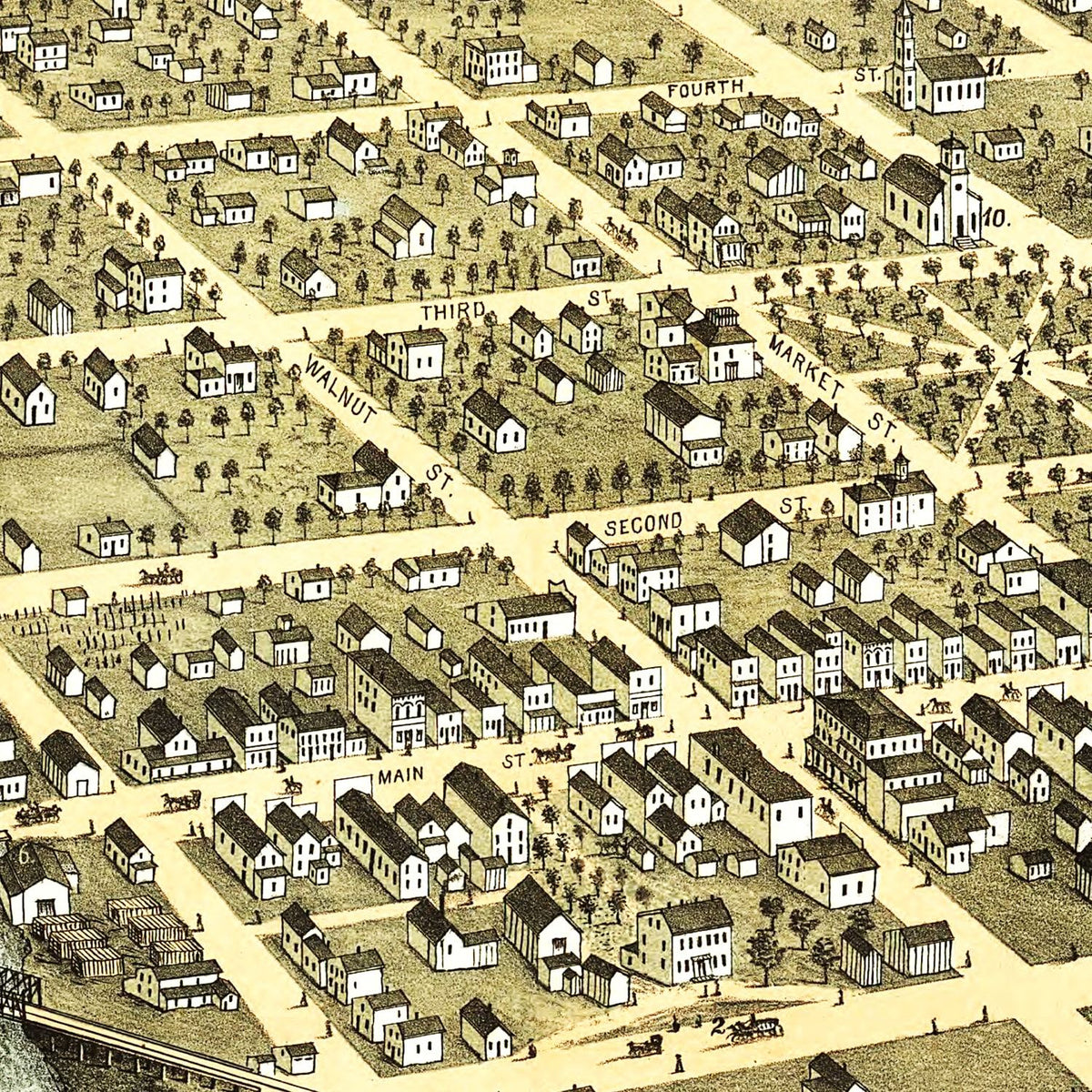 Restored historic details from the 1874 city map of Reedsburg, Wisconsin
