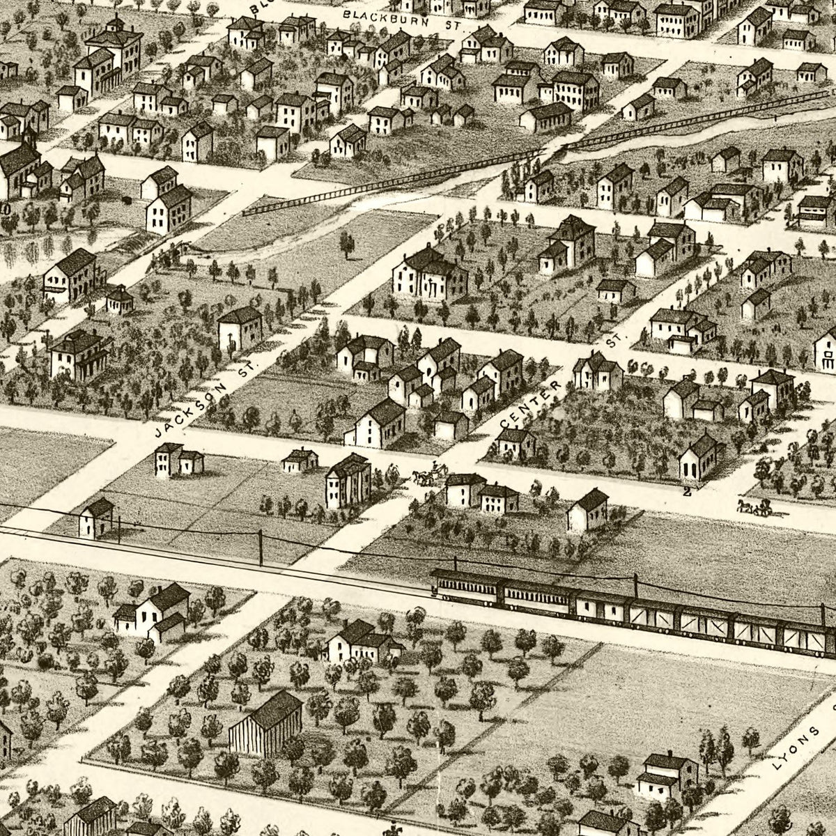 Restored historic details from the 1867 city map of Ripon, Wisconsin