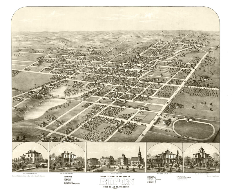 Size comparison using Vintage Map of Ripon, Wisconsin 1867