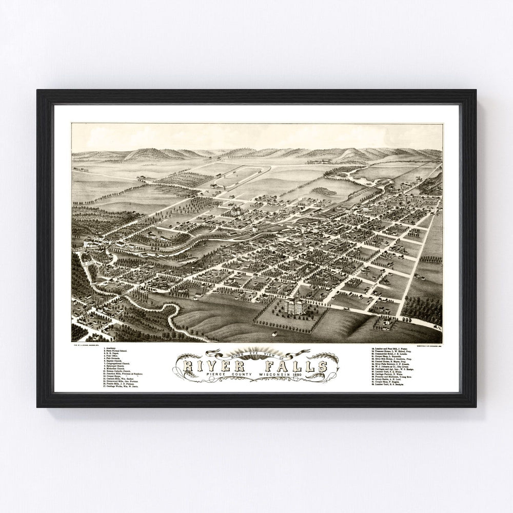 River Falls Vintage Map 1880