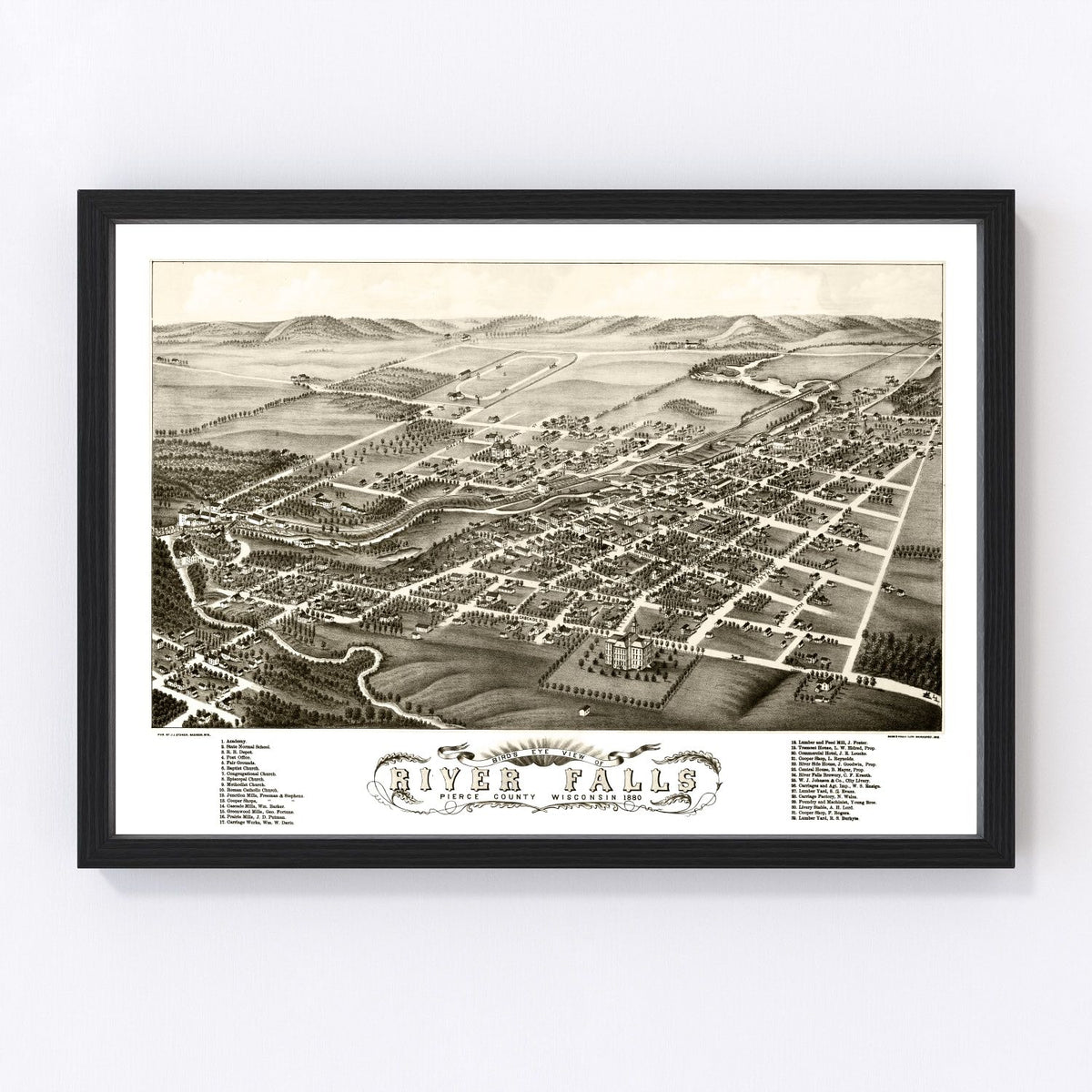 River Falls Vintage Map 1880