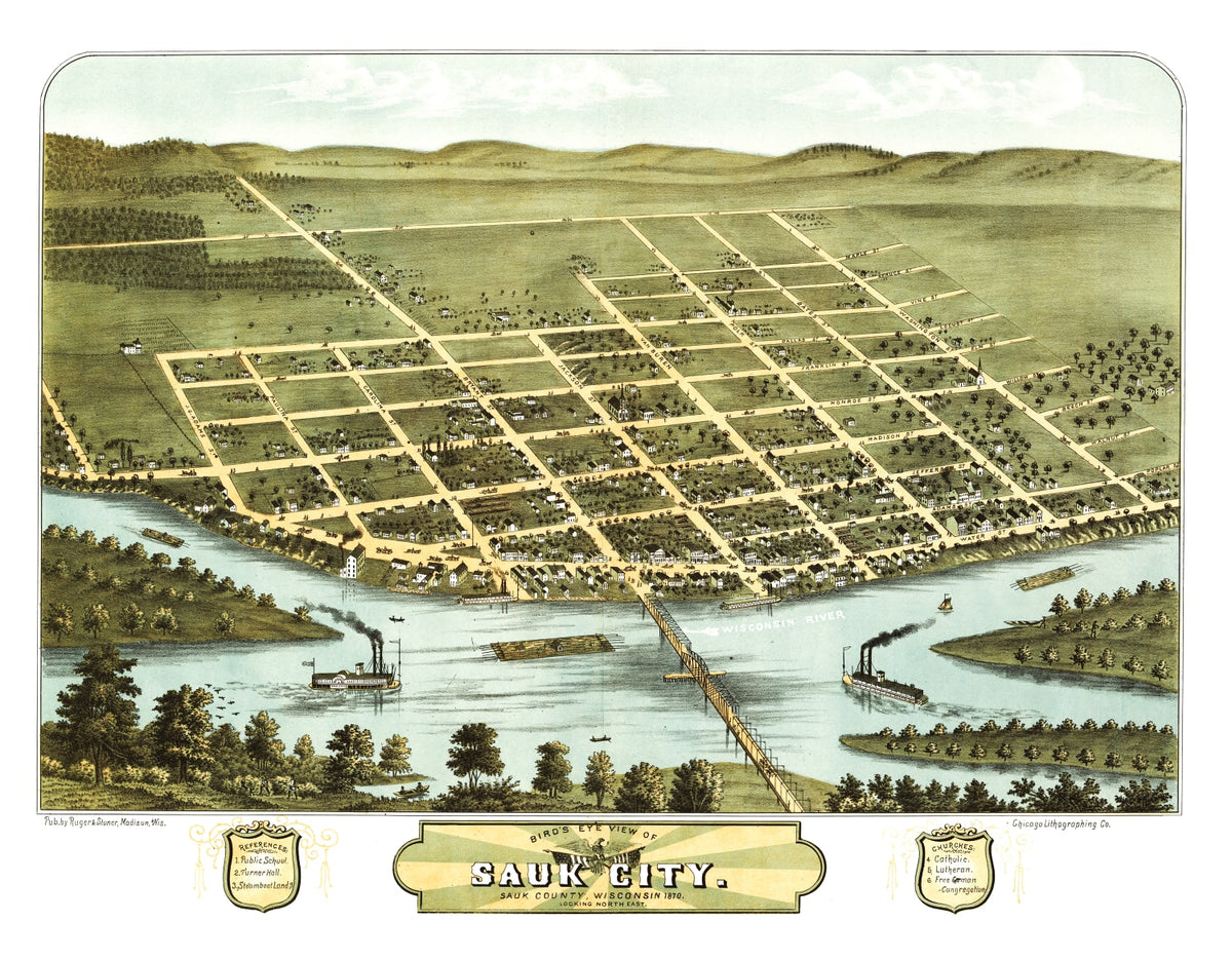 Preview of Vintage Map of Sauk City, Wisconsin 1870