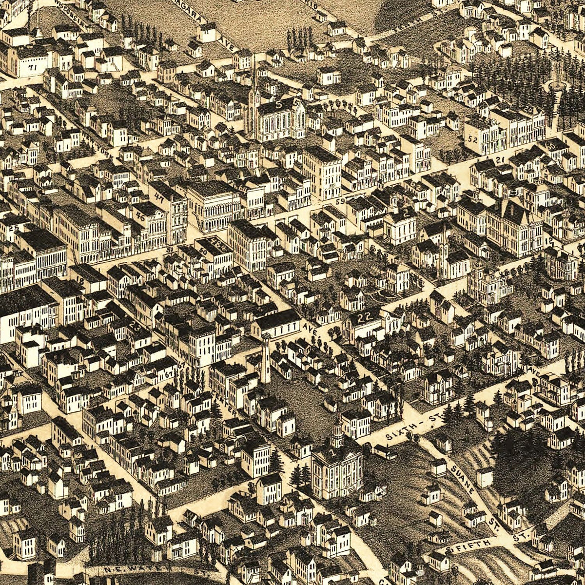 Restored historic details from the 1885 city map of Sheboygan, Wisconsin