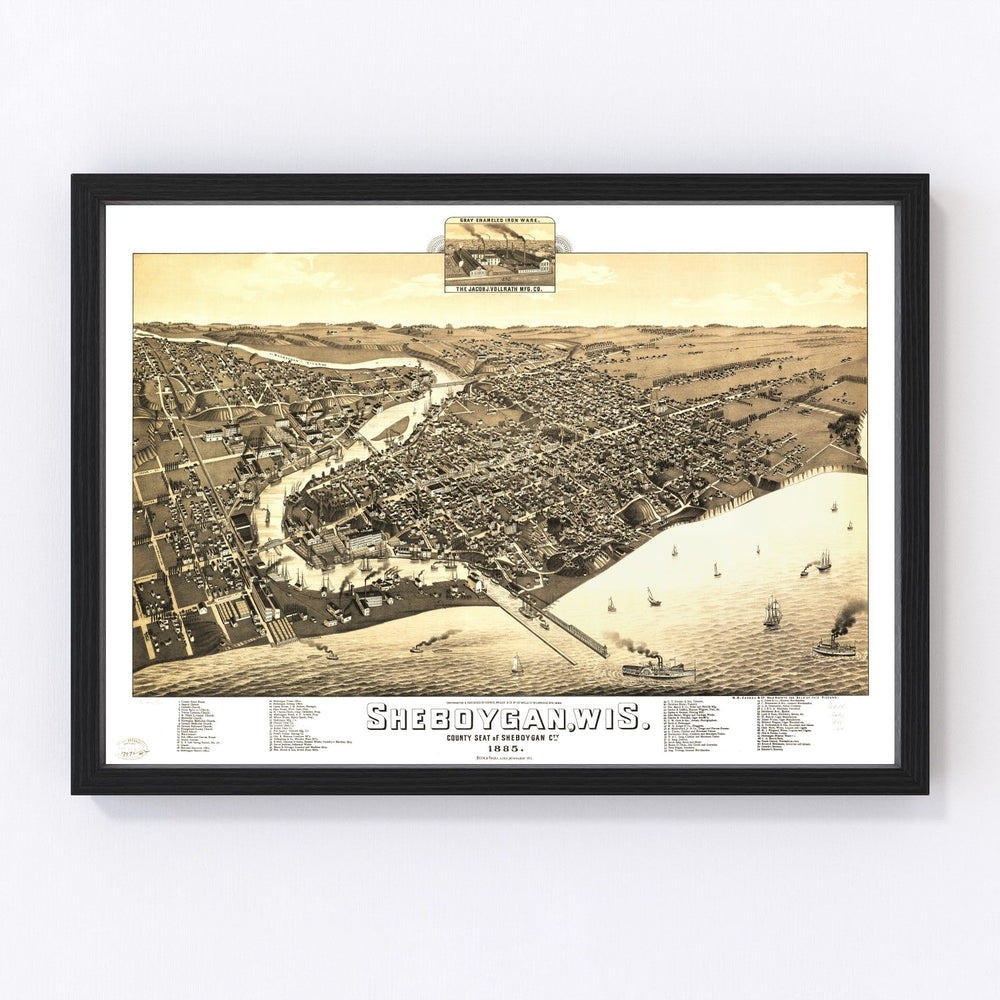 Sheboygan Vintage Map 1885