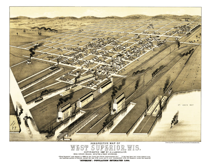 Size comparison using Vintage Map of West Superior, Wisconsin 1887