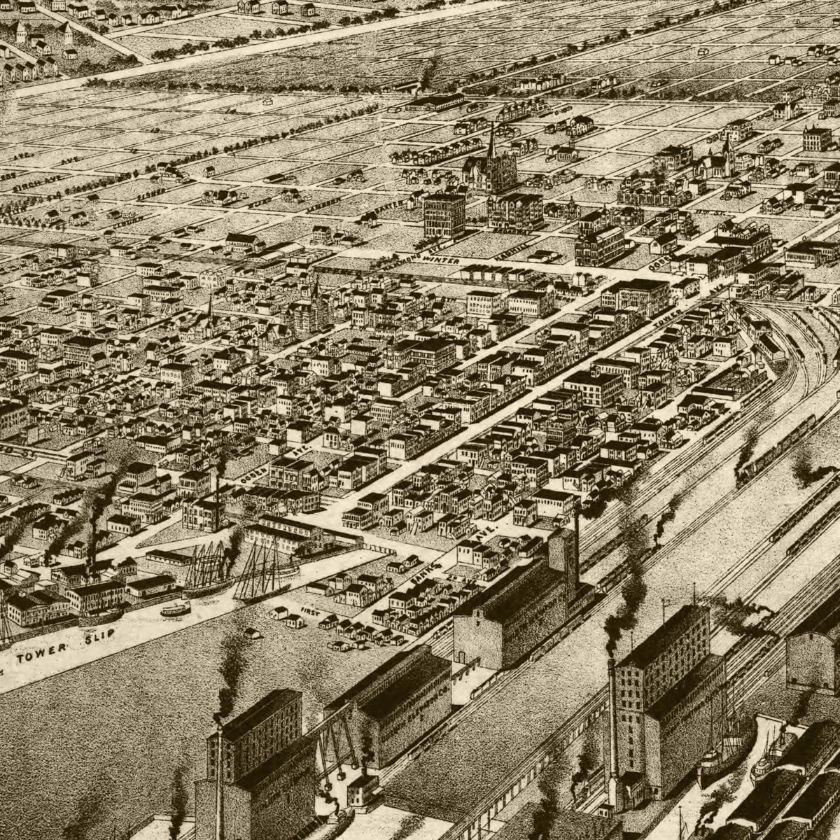 Restored historic details from the 1893 city map of Superior, Wisconsin