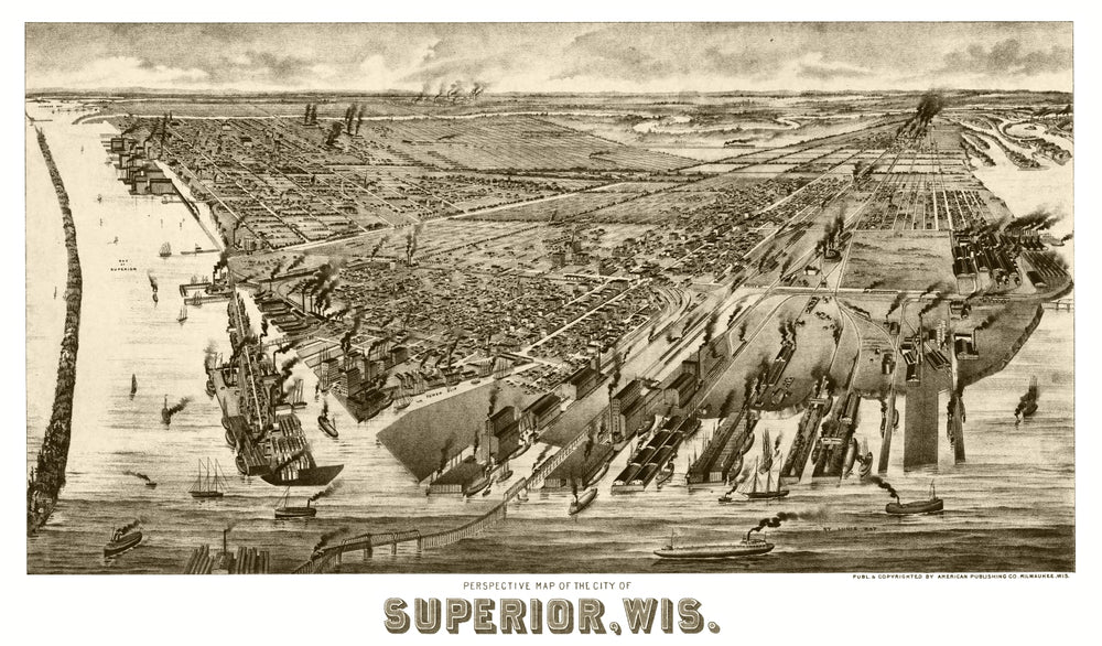 Vintage Map of Superior, Wisconsin 1893 print style example