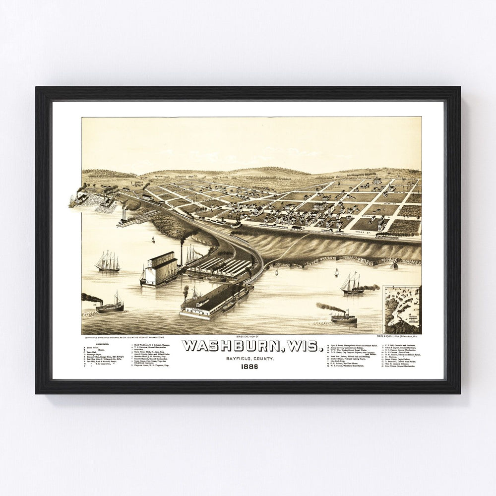 Washburn Vintage Map 1886