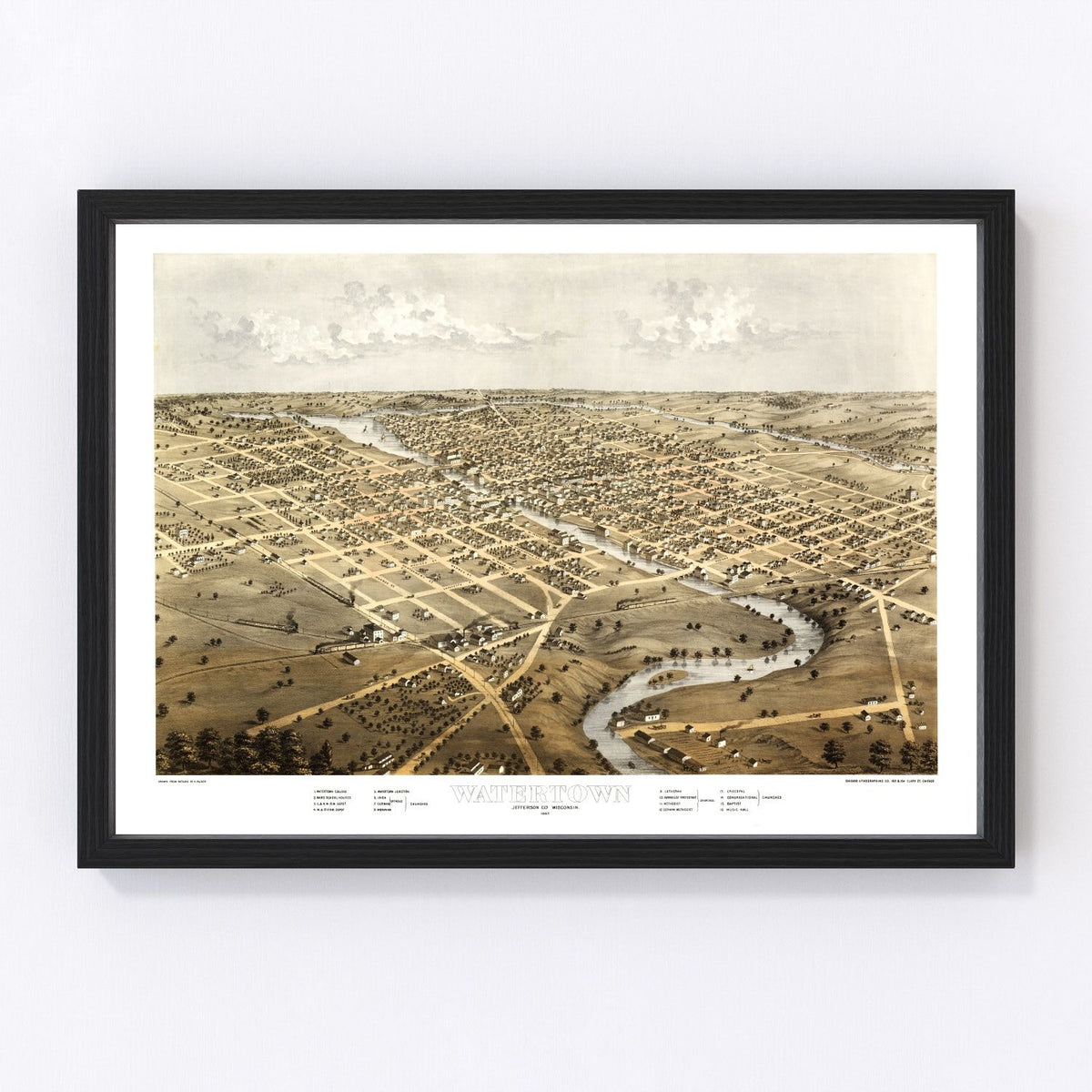 Watertown Vintage Map 1867