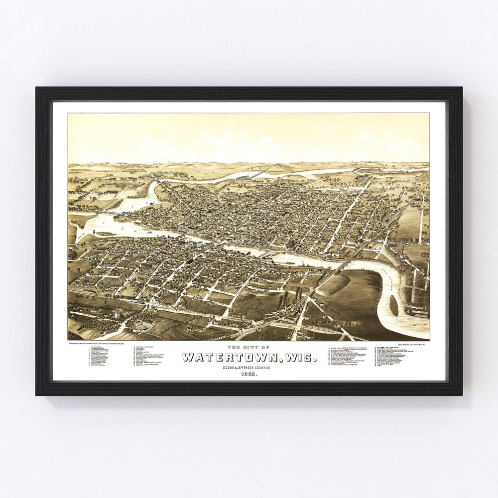 Watertown Vintage Map 1885