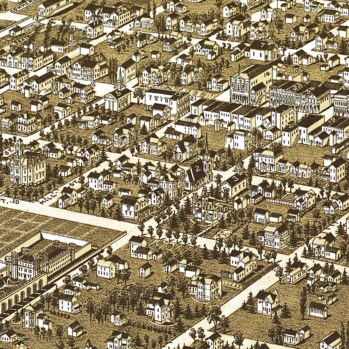 Restored historic details from the 1885 city map of Waupun, Wisconsin
