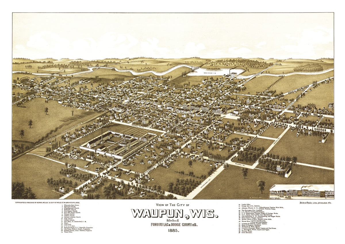 Preview of Vintage Map of Waupun, Wisconsin 1885