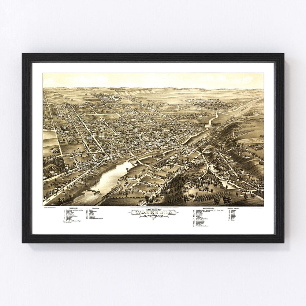 Waukesha Vintage Map 1880