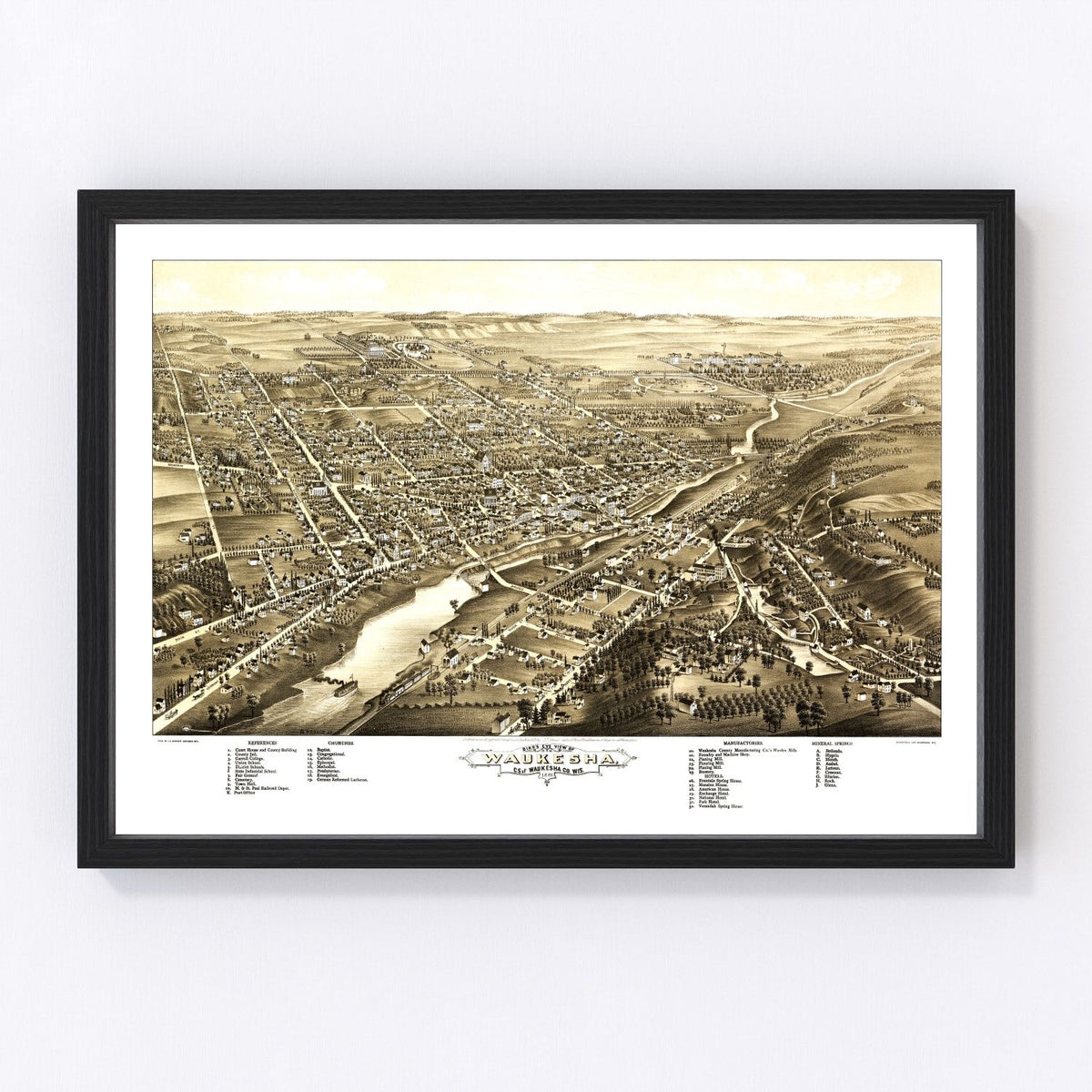 Waukesha Vintage Map 1880