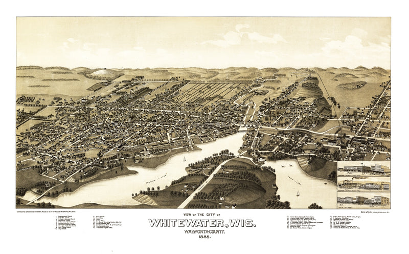 Size comparison using Vintage Map of Whitewater, Wisconsin 1885