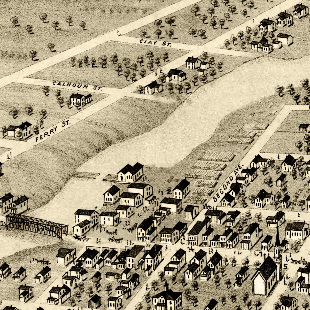 Restored historic details from the 1869 city map of Anoka, Minnesota