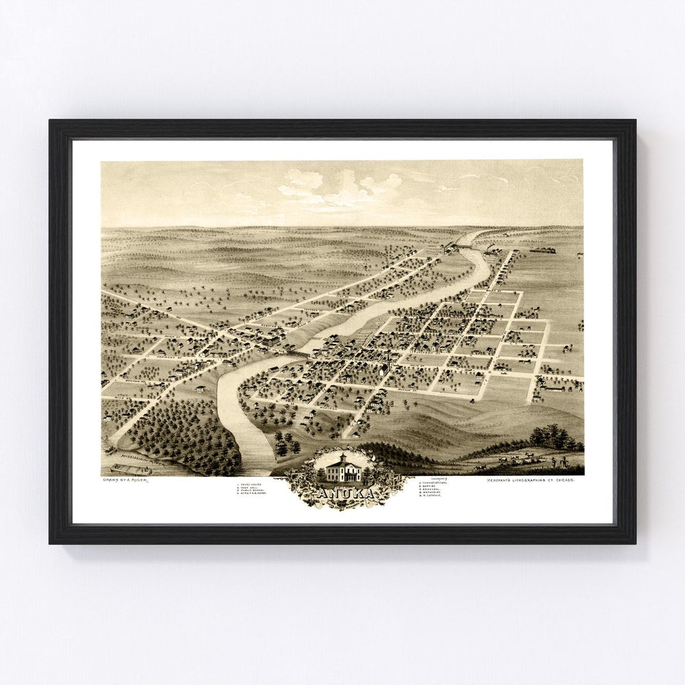 Anoka Vintage Map 1869