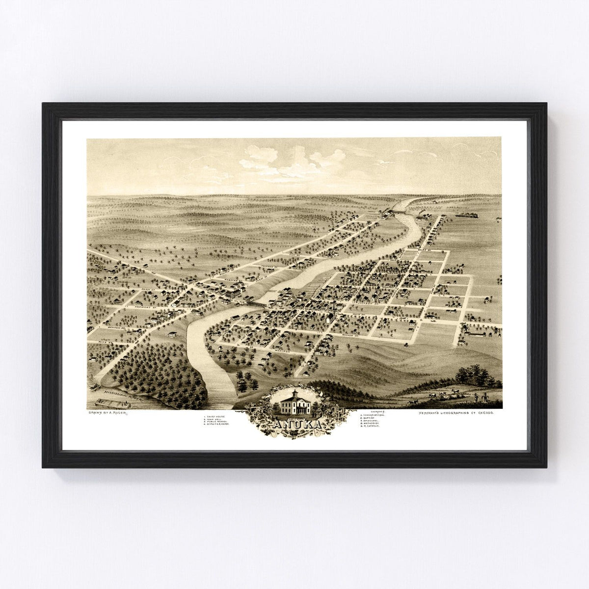 Anoka Vintage Map 1869